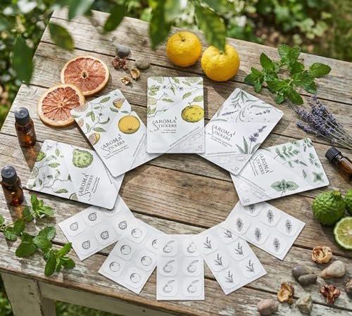AROMA STICKERS® (Lavender, Pack of 1) - 100% Natural Essential Oil Scented Mask Stickers for Face Mask & Pillow (12 Stickers/pc) - Pure Essential Oil Scented Mask Patch/Personal Aroma/Relaxing - görsel 16