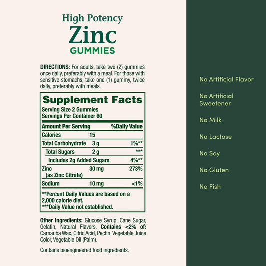 Nature’s Bounty Zinc Gummies, Immune Support Gummies, Supports Skin & Antioxidant Health, Mixed Berry, 30mg, 120 Count