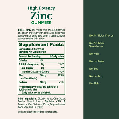 Nature’s Bounty Zinc Gummies, Immune Support Gummies, Supports Skin & Antioxidant Health, Mixed Berry, 30mg, 120 Count