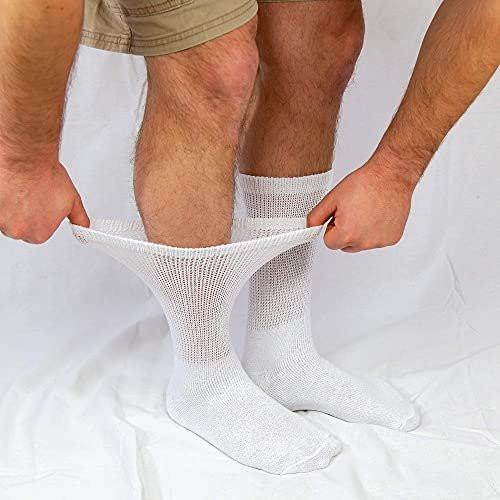 6 Pairs of Cotton Diabetic Neuropathy Crew Socks (9-11, Fits Men's Shoe Size 7-9.5, White) - görsel 4