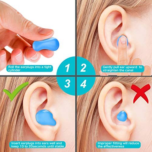 Silicone Ear Plugs for Sleeping Swimming, Reusable Moldable Noise Cancelling Earplugs for Shooting Range, Swimmers, Snoring, Airplanes, Travel, Work, Studying, (16-Pillows) - görsel 4