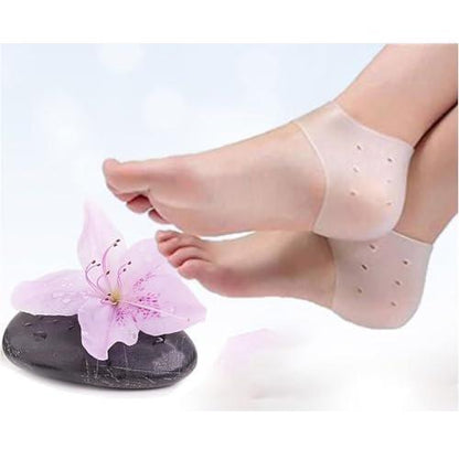 VivoFoot 3 Pairs Gel Heel Protectors, Silicone Heel Socks, Heel Sleeves, Heel Pain and Cracked Heels Relief for Men and Women