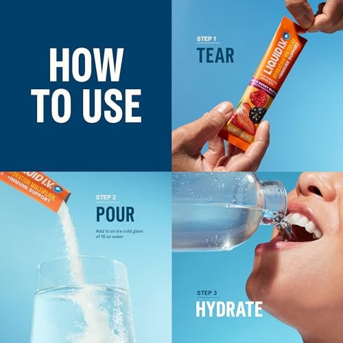 Liquid I.V.® Hydration Multiplier +Immune Support - Tangerine | Electrolyte Powder Drink Mix | 1 Pack (14 Servings) - görsel 9