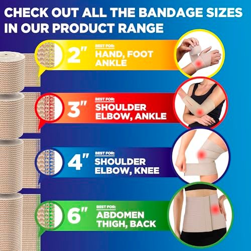 Premium Elastic Bandage Wrap - 3” (2pk) - Strong Compression - Self-Closing Reusable Bandages for Legs and Arms - Wrist, Elbow, Foot, Ankle, Knee Wrap - for First Aid Kit and After Surgery Recovery - görsel 10
