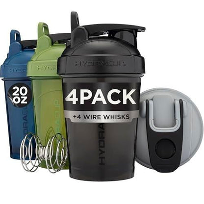 Hydra Cup - 4 PACK - Small 20 oz Shaker Bottles for Protein Shakes, Protein Shaker Bottle with Whisk, BPA Free Shaker Cups, Leak Proof Mini Shaker Bottle (OG Sport Mix)