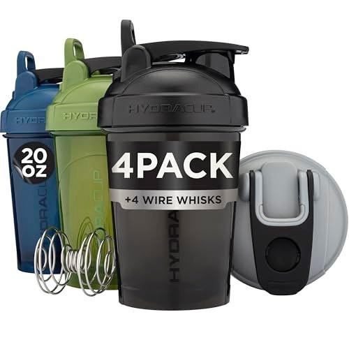 Hydra Cup - 4 PACK - Small 20 oz Shaker Bottles for Protein Shakes, Protein Shaker Bottle with Whisk, BPA Free Shaker Cups, Leak Proof Mini Shaker Bottle (OG Sport Mix) - görsel 3