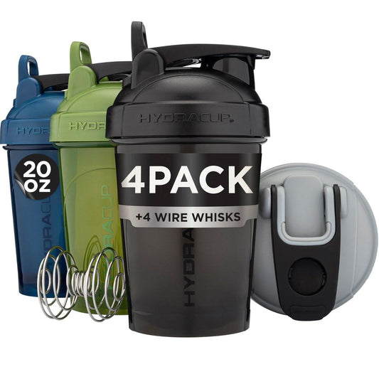 Hydra Cup - 4 PACK - Small 20 oz Shaker Bottles for Protein Shakes, Protein Shaker Bottle with Whisk, BPA Free Shaker Cups, Leak Proof Mini Shaker Bottle (OG Sport Mix)