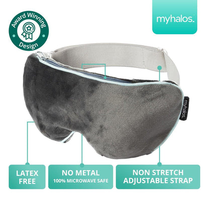 MyHalos® Heated Eye Mask for Dry Eyes - Steam Warm Compress for Eyes - Remove Styes, Chalazion Therapy Warming and Heating Pad Hot Compress - Moist Heat Mask for Blepharitis & MGD - FSA|HSA Eligible