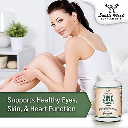 Zinc Picolinate 50mg, 300 Capsules (Immune Support) Non-GMO, Gluten Free (300 Day Supply) by Double Wood Supplements - görsel 6