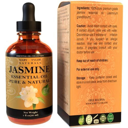 Jasmine Essential Oil (1 oz), Premium Therapeutic Grade, 100% Pure and Natural, Perfect for Aromatherapy, and Much More by Mary Tylor Naturals