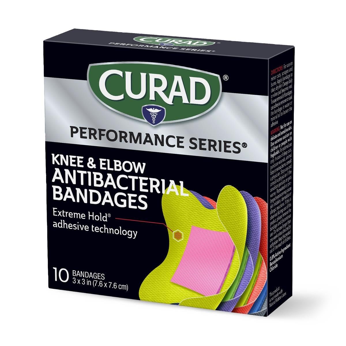 CURAD Performance Series Antibacterial Bandages, Elbows and Knees, 3" x 3", 30 Count - görsel 4