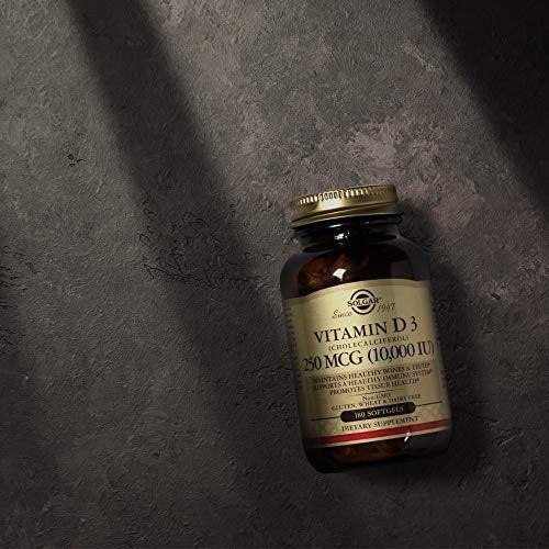 Solgar Vitamin D3 Cholecalciferol 250 MCG (10000 IU) Softgels - Supports Healthy Bones, Teeth & Immune System - Non-GMO, Gluten Free, Dairy Free - 180 Count - görsel 5