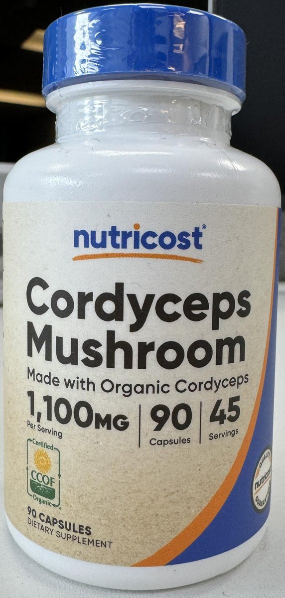 Nutricost Cordyceps Mushroom Capsules 1100mg, 45 Serv - CCOF Certified Made with Organic, Vegetarian, Gluten Free, 550mg Per Capsule (90 Capsules) - görsel 8
