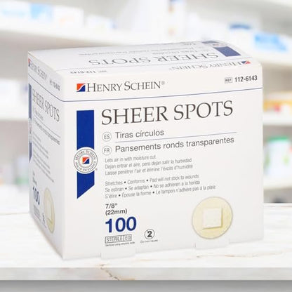 Adhesive Sheer Spot Bandage 7/8" | Durable, Breathable, and Flexible Bandages Designed for Minor Wounds, Providing Comfort and Secure Adhesion for Effective Healing - 100 per Box