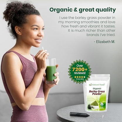Z Natural Foods Organic Barley Grass Powder - USDA Organic Whole Food Green Blend for Energy Boost, Detox & pH Balance with Amino Acids, Minerals - Antioxidant Mix for Juice, Water, Smoothies, 1 lb