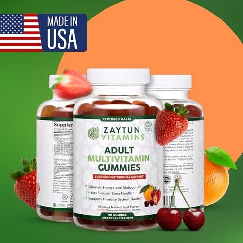 Zaytun Vitamins Halal Adult Multivitamin Gummies for Men, Women, Complete Everyday Nutritional Support with Biotin, Vegan, Natural Fruit Flavors, Non-GMO, Made in USA - Halal Vitamins - görsel 10