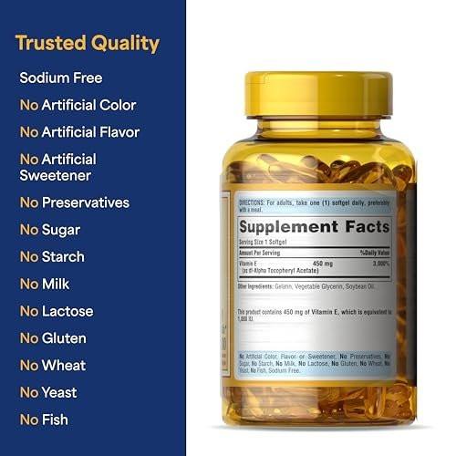 Puritan's Pride Vitamin E-450mg (10,000IU), Vitamin Supplement for Immune System Function and Antioxidant Health Support, 100 Rapid Release Softgels, 2 Pack - görsel 4