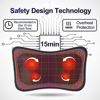 Mo Cuishle Electric Shiatsu Back Massager with Heat - Powerful 3D Kneading for Neck, Shoulder, Lower Back Pain Relief - Ergonomic Design for Home, Office, & Car - Gifts for Women, Men, Mom & Dad