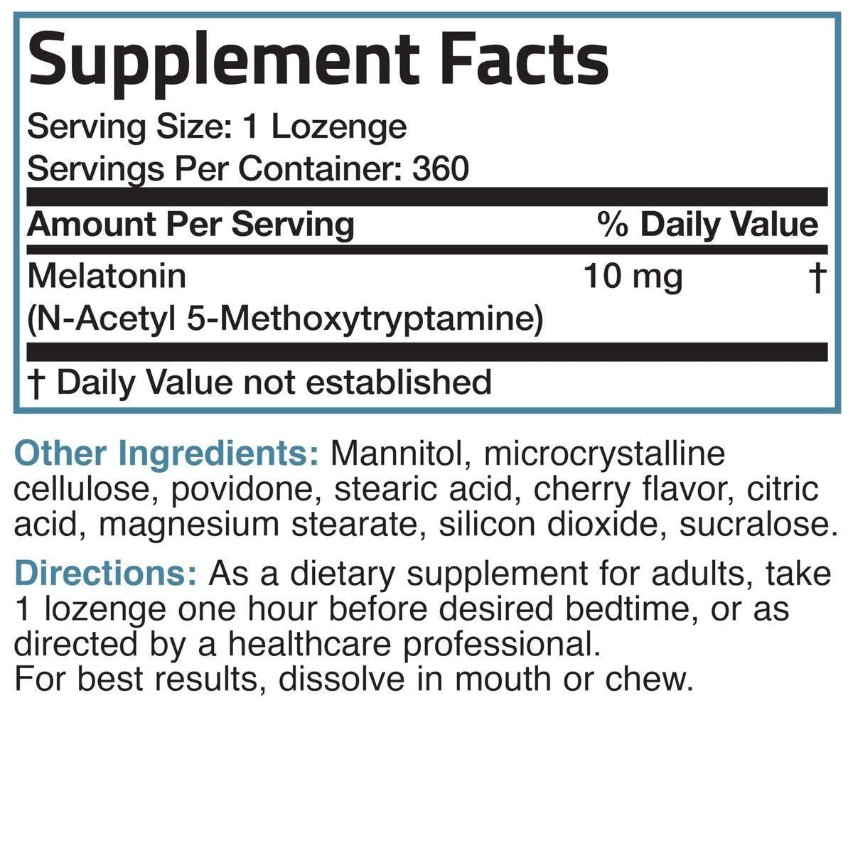 Bronson Melatonin 10mg Fast Dissolve Cherry Flavored Tablets Vegetarian Chewable Lozenges, 360 Count - görsel 15