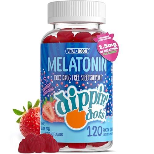 Dippin Dots - Melatonin Gummies for Kids & Adults (60 Days Supply) Strawberry Sunset Creme Flavor | 2.5mg Per Kids Melatonin Supplement for Faster, Longer Sleep | Gummies for Children (120 Count) - görsel 18