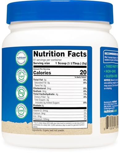 Nutricost Organic Beet Root Powder 1 LB - Vegan, Superfood, Certified USDA Organic - görsel 8
