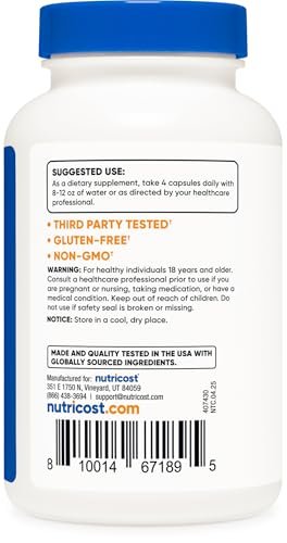 Nutricost Magnesium Citrate 420mg, 120 Veggie Capsules - 30 Servings, Gluten Free, Non-GMO Supplement - görsel 7