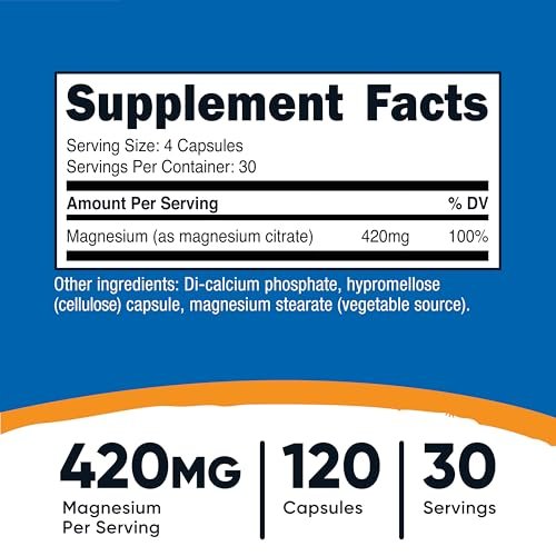 Nutricost Magnesium Citrate 420mg, 120 Veggie Capsules - 30 Servings, Gluten Free, Non-GMO Supplement - görsel 3