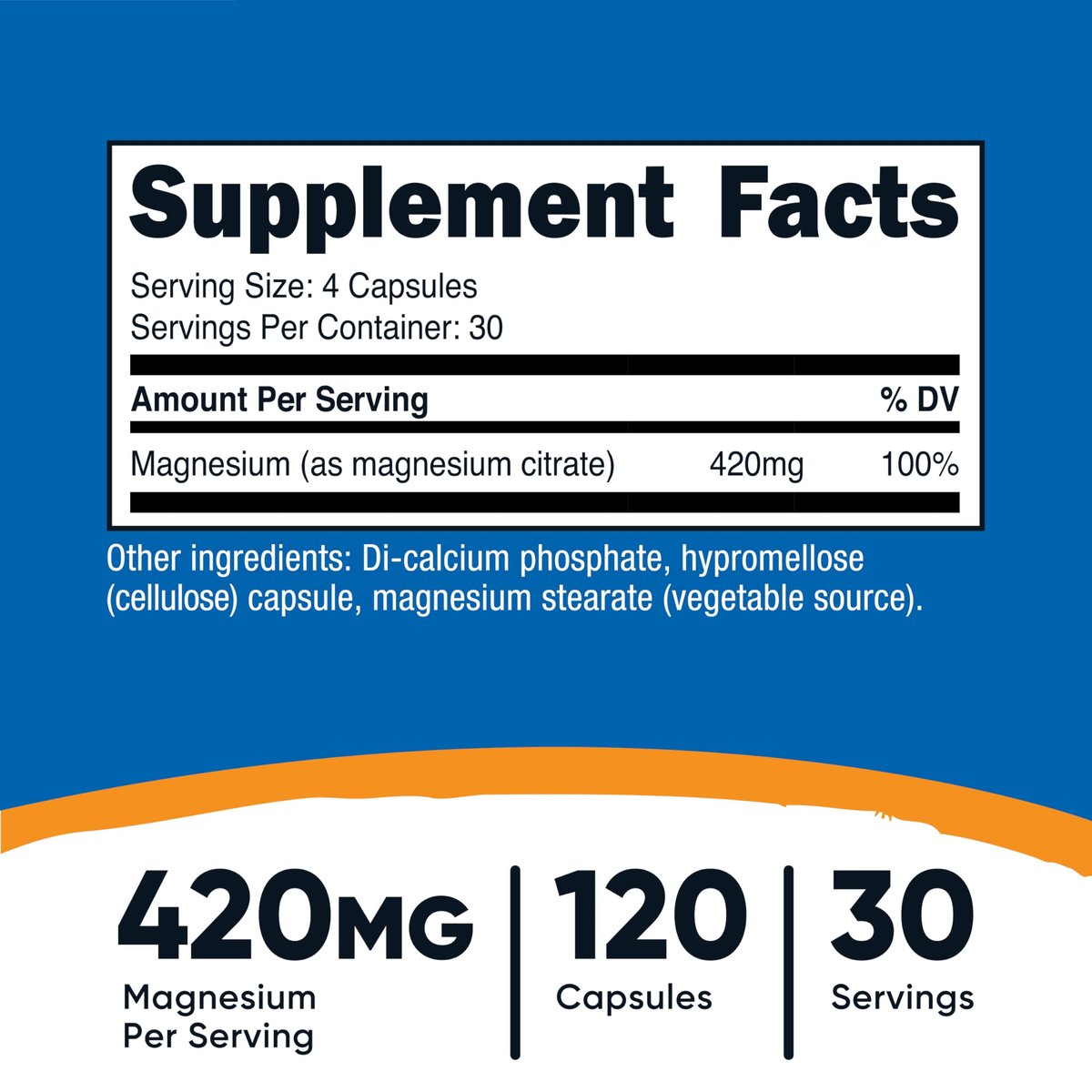 Nutricost Magnesium Citrate 420mg, 120 Veggie Capsules - 30 Servings, Gluten Free, Non-GMO Supplement - görsel 4