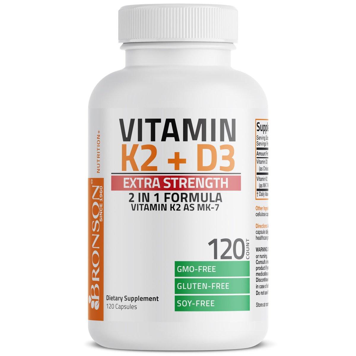 Bronson Vitamin K2 (MK7) with D3 Extra Strength Supplement Bone and Heart Health Non-GMO Formula 10,000 IU Vitamin D3 & 120 mcg Vitamin K2 MK-7 Easy to Swallow Vitamin D & K, 120 Capsules - görsel 15
