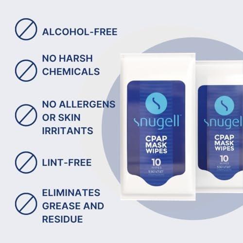 Snugell Unscented Travel CPAP Mask Wipes – 12 Packs 10 Sheets Each – 100% Soft Cotton – Skin-Safe with Aloe Vera – Lint and Alcohol Free – Perfect On-the-Go Cleaning & Sanitizing CPAP Masks and Devices - görsel 4