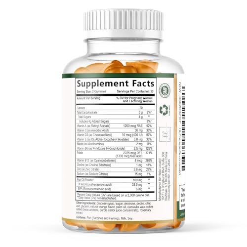 Prenatal Vitamins for Women – Complete Pregnancy Multivitamin - Folic Acid, Omega 3 DHA, Choline, Vitamin D – Essential Support for Mom's & Baby Brain Development - Tasty Orange Flavor - 60 Gummies - görsel 10