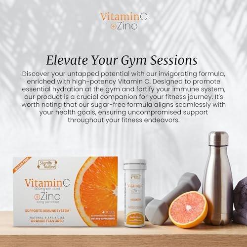 SIGNIFY NATURE Vitamin C 1000mg Effervescent Tablets - Potent Immune Support with Zinc - Sugar-Free & Vegan - 40 Tablets - görsel 1