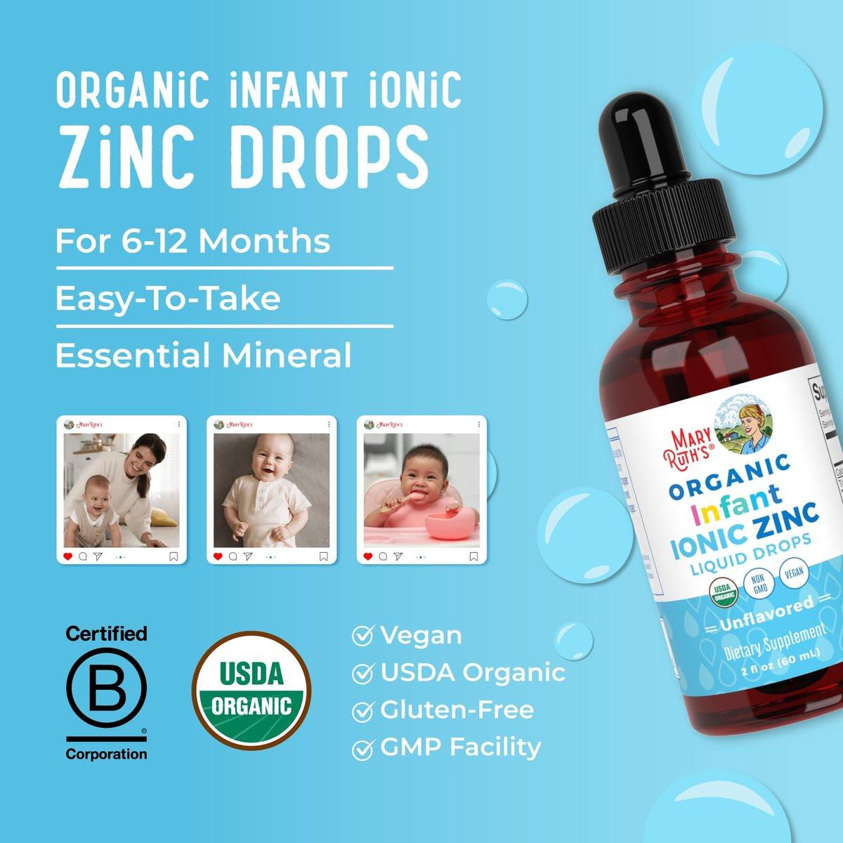 MaryRuth Organics Organic Infant Ionic Zinc Liquid Drops | Zinc Sulfate for Immune Support | Organic Glycerin | Antioxidant | Vegan | Formulated for Babies Ages 6-12 Months | 1 Month Supply | 2 Fl Oz - görsel 15