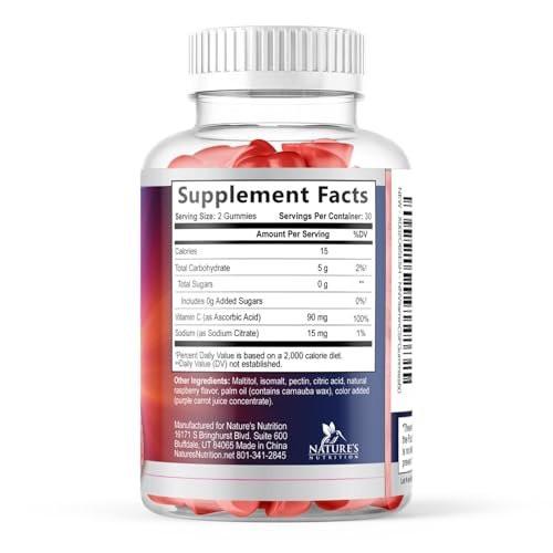 Zero Sugar Vitamin C Gummies - Immune Support & Antioxidant Vitamin C Dietary Supplement - Vegan, Non-GMO, Dairy & Gluten Free C Vitamin Gummy - Raspberry Flavor for Kids & Adults - 120 Count Gummies - görsel 6