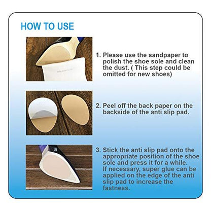 Unikstep 5 Pairs Shoe Sole Anti Slip Grips, Non Skid Self Adhesive Rubber Pads, Shoe Bottom and Heel Noise Reduction Stickers and Protectors (Khaki)