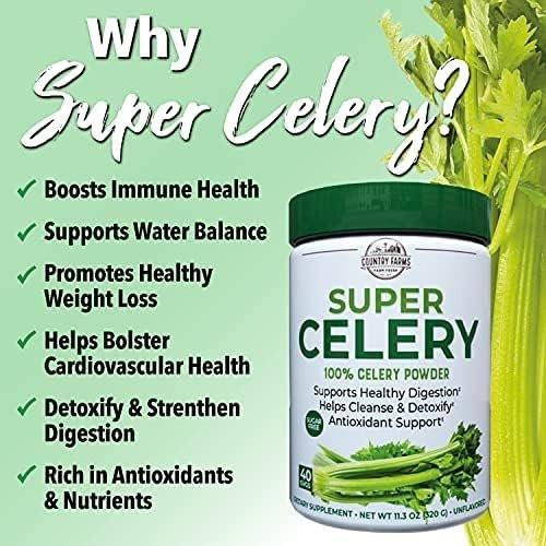 Country Farms Super Celery Powder, 100% Celery Powder, Supports Healthy Digestion, Helps Cleanse & Detoxify, Antioxidant Support, 40 Servings, 11.3 Ounce (Pack of 1) - görsel 7