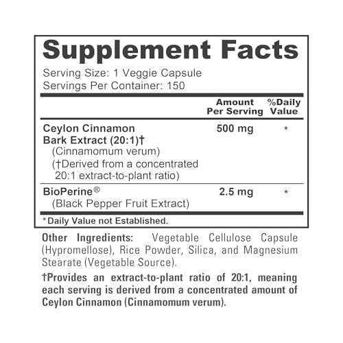 NusaPure Ceylon Cinnamon, 500 mg, 150 Veg – Supports Overall Wellness: Cinnamon has been used for centuries in – Image 4