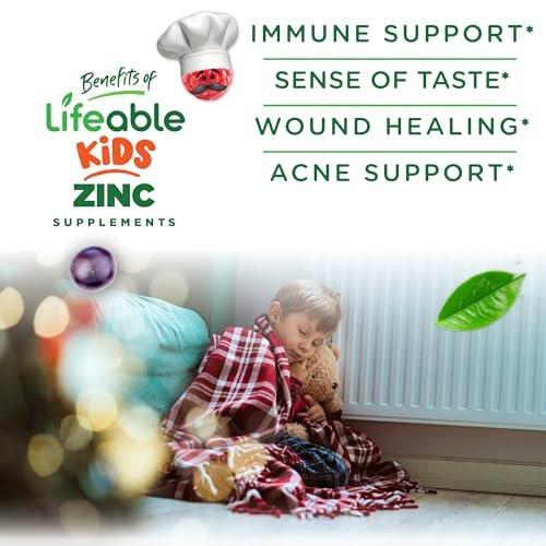 Lifeable Zinc for Kids | 25mg | Great Tasting Natural Flavored Zinc Gummies | Gluten Free Vegetarian Non GMO Zinc Supplements | Kids Zinc for Immune Support | 90 Gummies - görsel 6