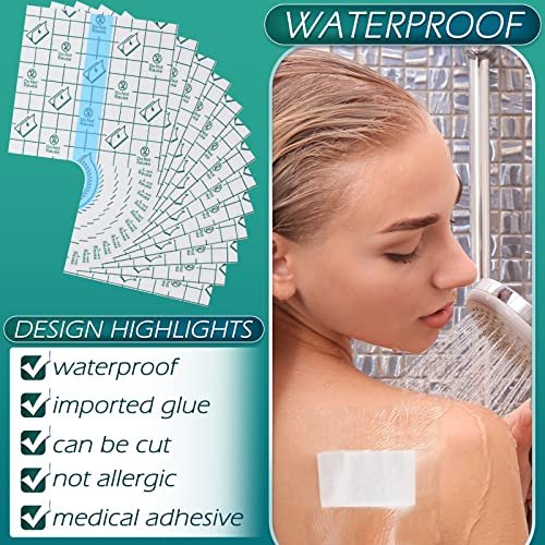 BBTO 50 Pieces Transparent Clear Adhesive Bandage Stretch Large Waterproof Film Adhesive Bandages Dressing Supplies (4 x 4 Inch) - görsel 1