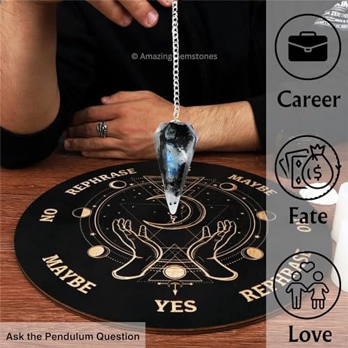 Amazing Gemstone Rainbow Moonstone Crystal Pendulum for Divination - Certified Dowsing Crystals and Healing Stones for Chakra Balancing and Meditation - Enhance Reiki Spiritual Growth - görsel 9