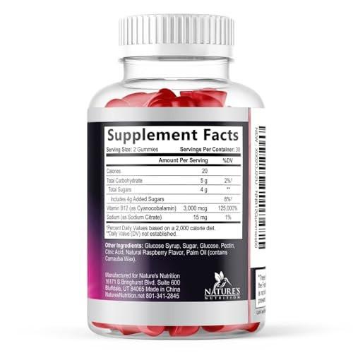 Vitamin B12 Gummies - 3000 mcg per Serving Extra Strength Energy B12 Gummy for Metabolism & Immune Support - Chewable Dietary B-12 Supplements, Natural Caffeine Free Gummy, Berry Flavor - 120 Gummies - görsel 6