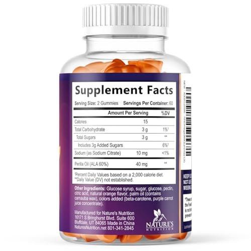 Omega 3 6 9 Gummies - Vegan Omega 3 Supplement Gummy - Essential Fatty Acids Oil 369 Complex Heart Support & Brain Support for Women, Men & Pregnancy, Fish Free Non-GMO, Orange Flavored - 120 Gummies - görsel 1