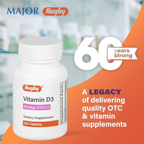 Rugby Vitamin D3, 25 mcg (1,000 IU) - Dietary Supplement - 100 Tablets (1 Pack) - görsel 8