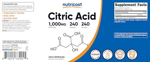 Nutricost Citric Acid 1000mg (1 gram), 240 Capsules - Gluten Free, Non-GMO - görsel 11