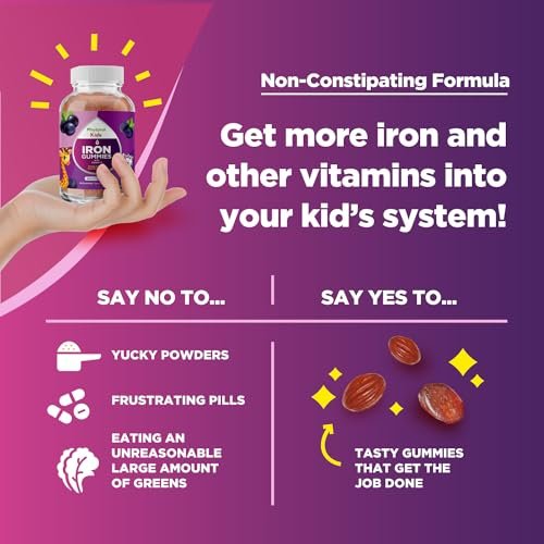 Kids Iron Gummies with Vitamin C - Blood Builder Iron Supplements for Kids with Gentle for Stronger Immunity & Energy Support - Vitamin B6, B12, A, Niacin & Folate Gummies - Vegan & GMO - 60 Count - görsel 13