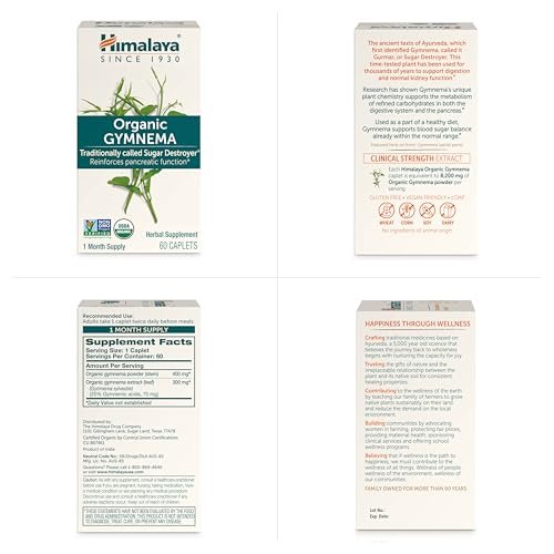 Himalaya Organic Gymnema Sylvestre – Herbal Glucose Metabolism Support - USDA Organic, Non-GMO, Vegan, Gluten Free, Additive Free, 700 mg, 30 Caplets (Pack of 2) - görsel 7