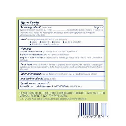 Boiron Lycopodium Clavatum 30C Homeopathic Medicine for Relief from Bloating, Gas Relief, and Stomach Pressure or Discomfort - 3 Count (240 Pellets) - görsel 12