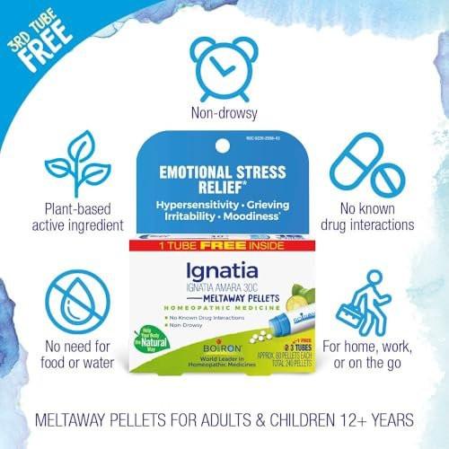 Boiron Ignatia Amara 30C Homeopathic Medicine for Relief from Emotional Stress, Hypersensitivity, Irritability, and Moodiness - 3 Count (240 Pellets) - görsel 6