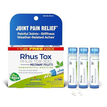 Boiron Rhus Tox 30C Homeopathic Medicine for Relief from Joint Pain, Muscle Aches, Swollen or Stiff Joints, and Weather Related Aches - 3 Count (240 Pellets)