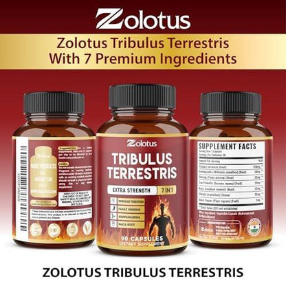 Tribulus Terrestris Capsules with Ashwagandha, Panax Ginseng, Saw Palmetto, Maca, Shilajit - 90 Capsules - 3 Months Supply